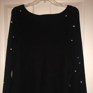 Zara Sweater Black with white pearls, size Medium